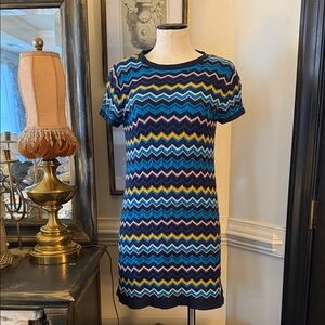 Missoni Chevron Knit Shift Dress - Blue Multi